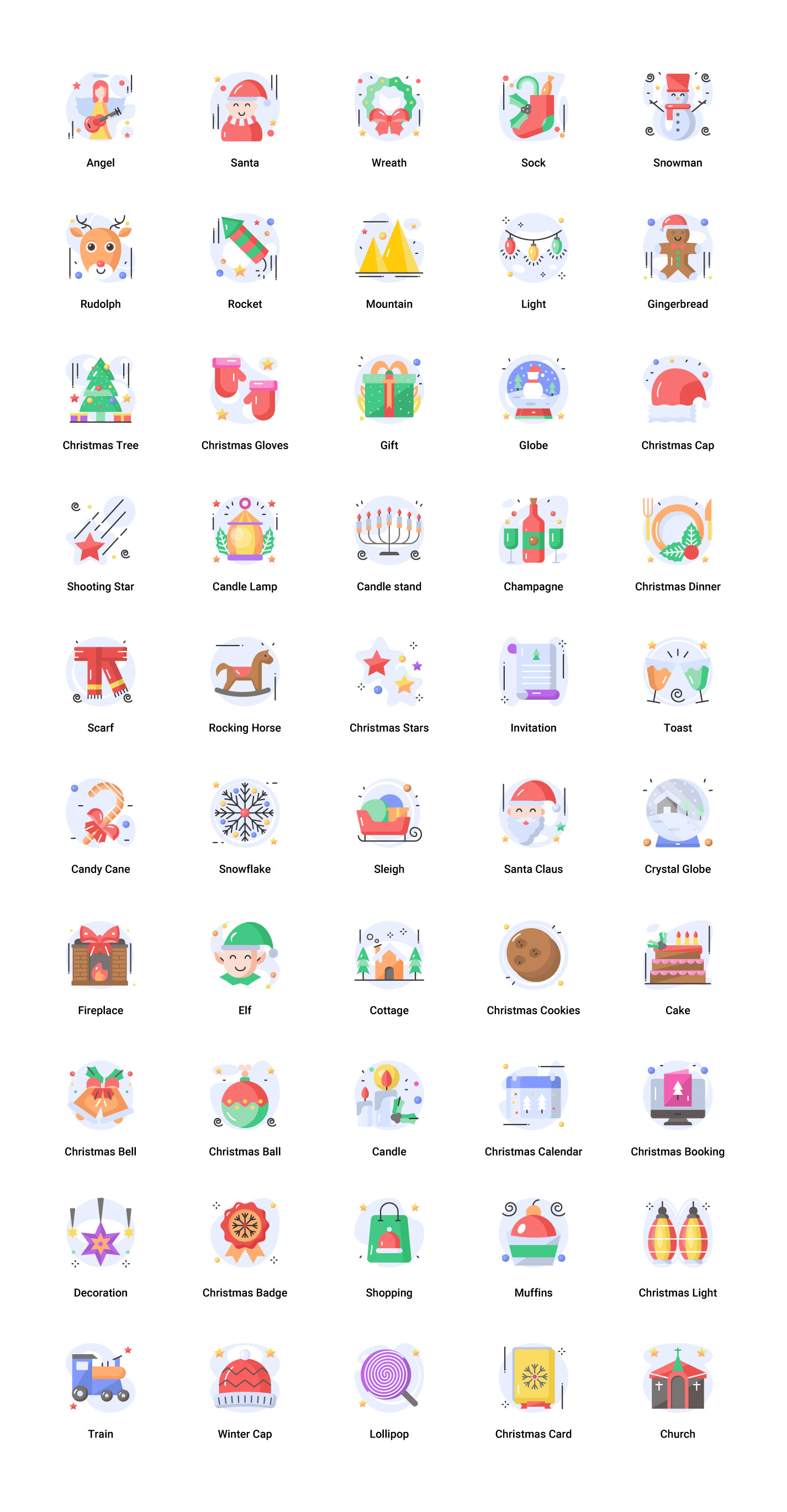 Christmas and New Year Flat Icons preview image.