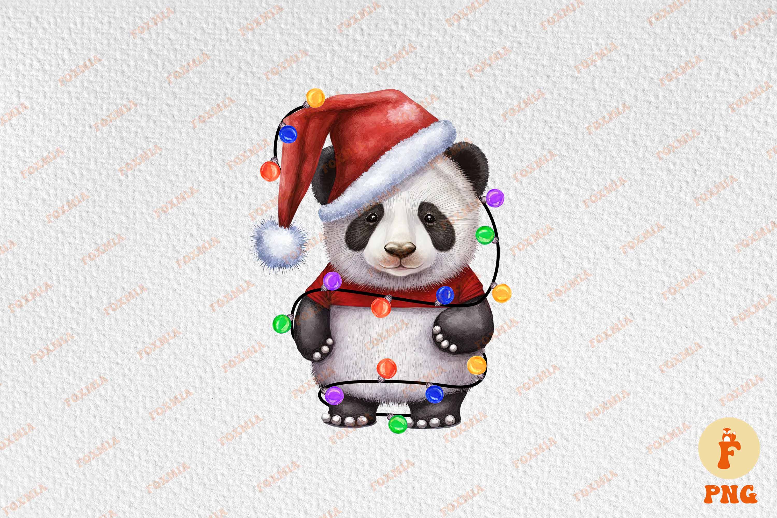 Unique image of a panda wearing a santa hat.