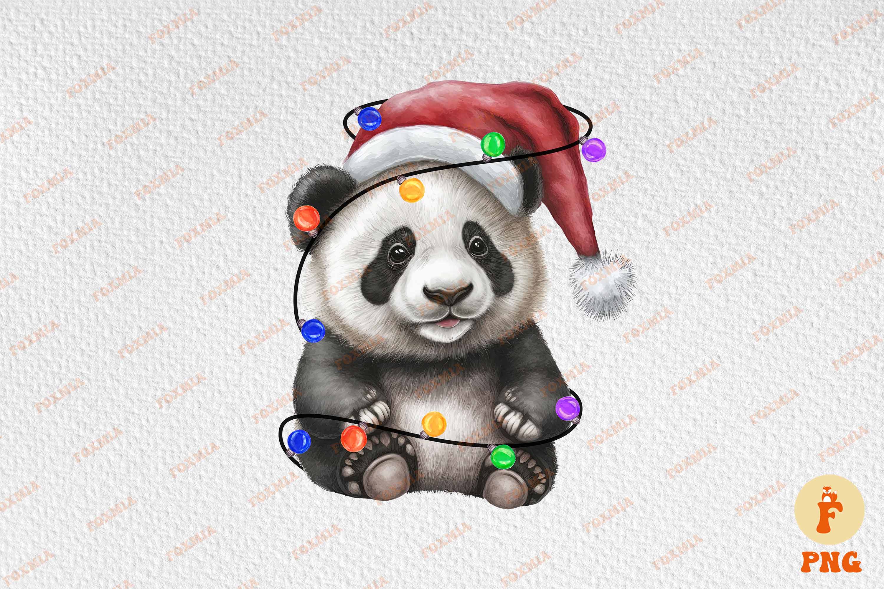 Enchanting image of a panda in a santa hat.