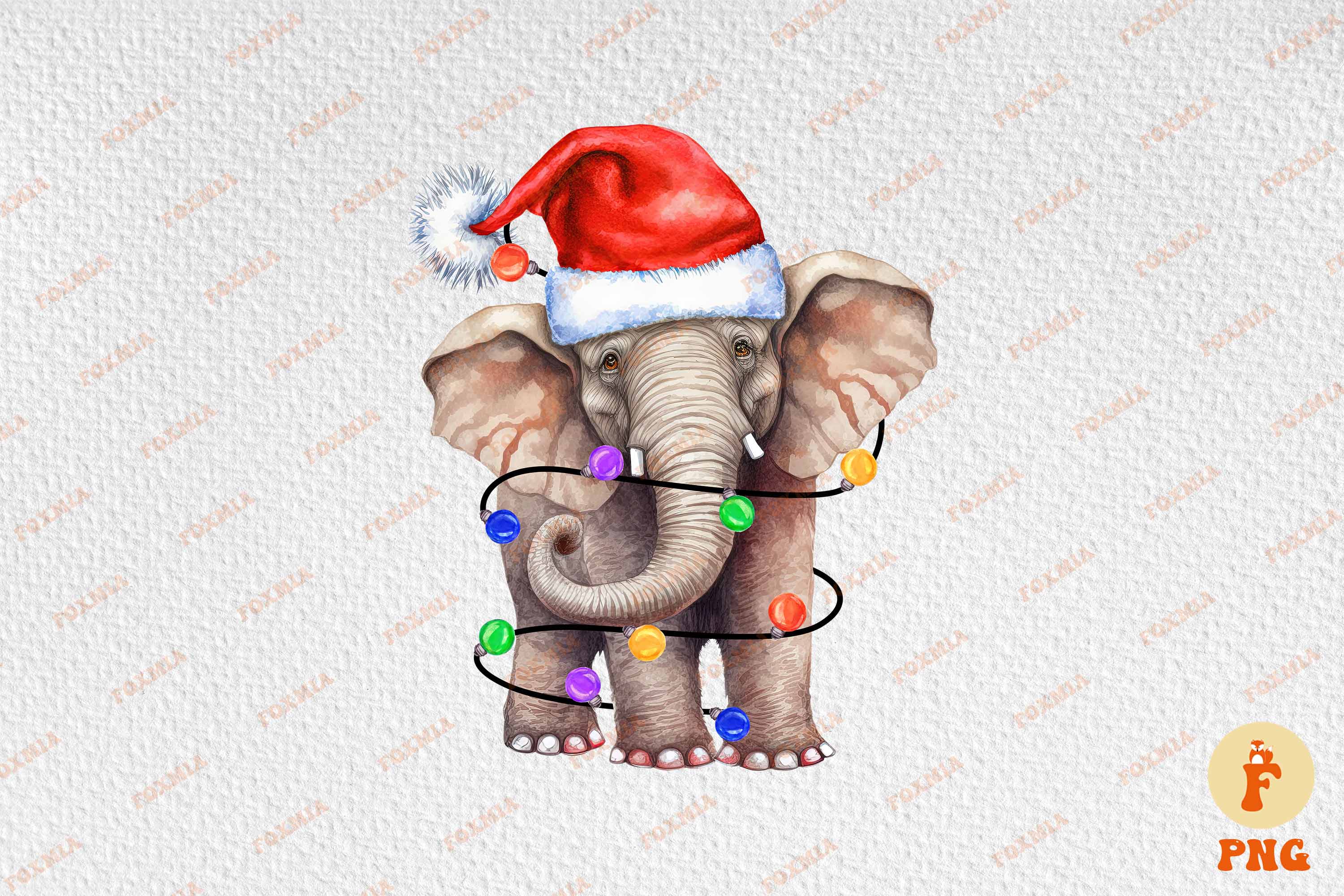 Gorgeous image of an elephant in a santa hat.