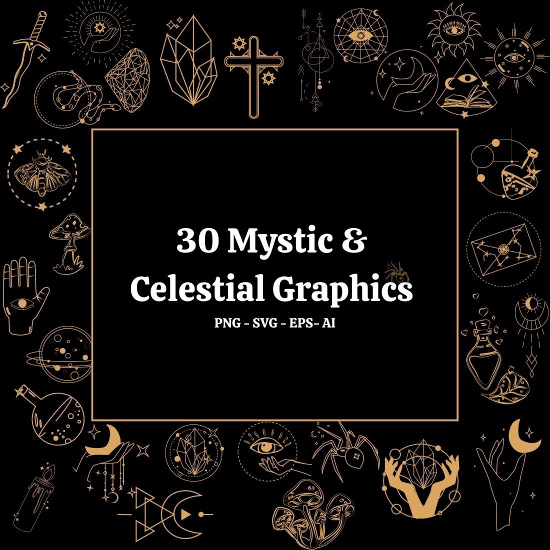 Celestial and Mystic Cliparts Design cover image.