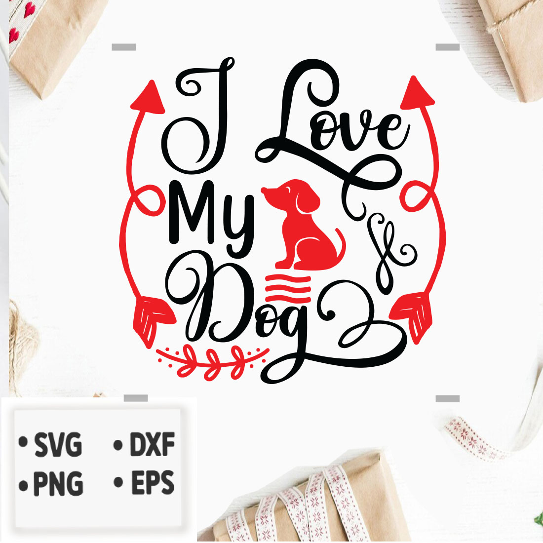 I Love My Dog SVG T-shirt Design Bundle preview image.