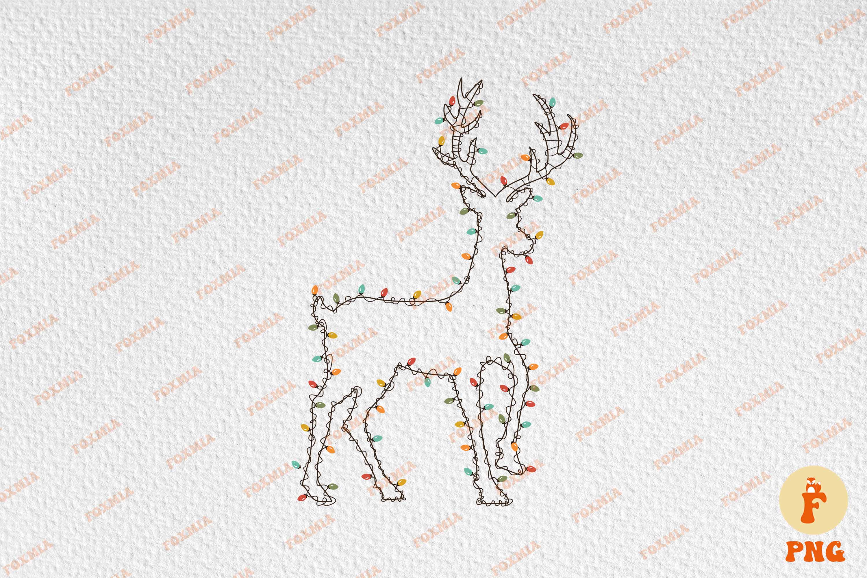Christmas Deer Lights Sublimation T-Shirt Designs preview image.