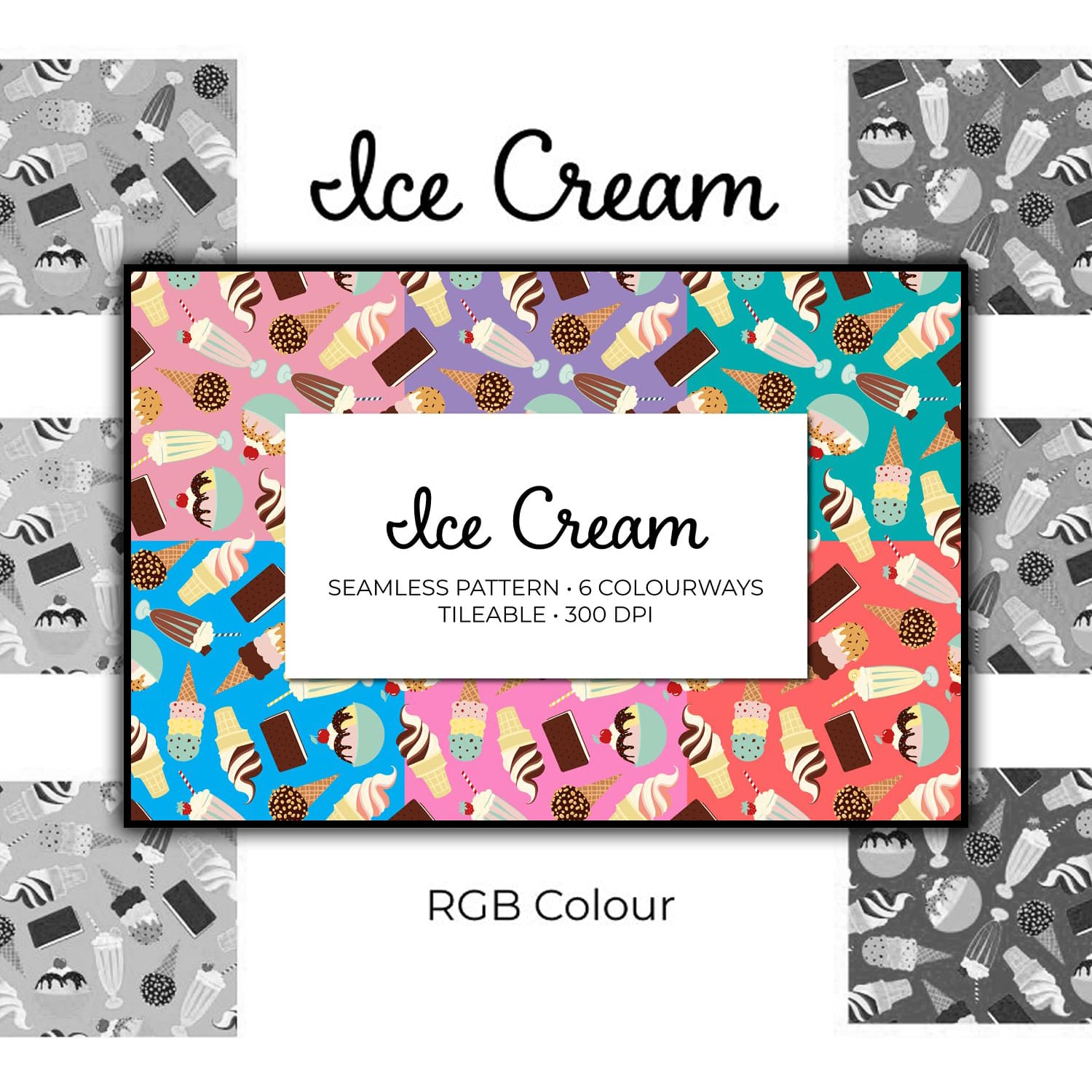 Ice Cream Seamless Pattern.