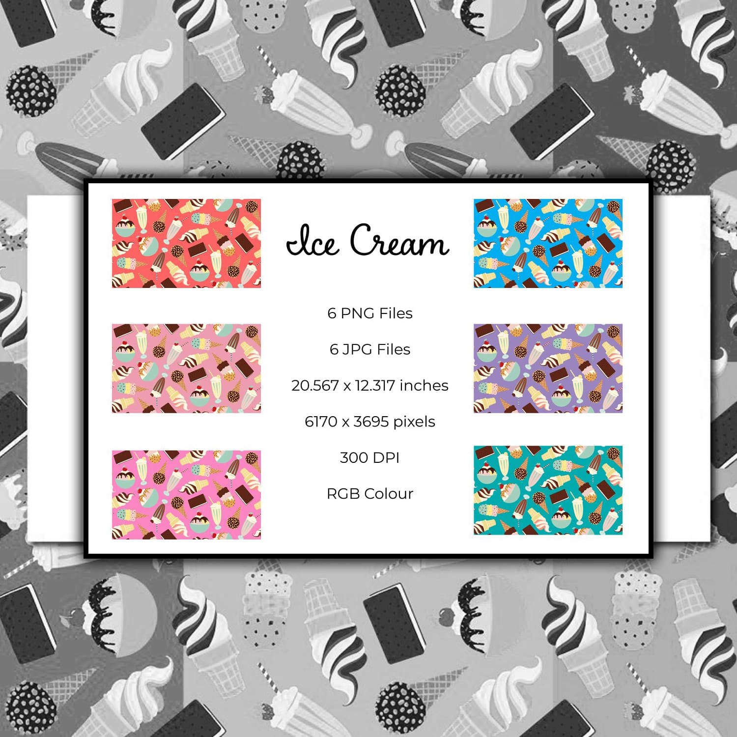 Ice Cream Seamless Pattern Cover.