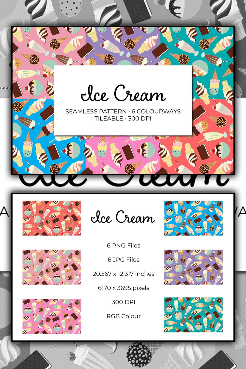 Ice Cream Seamless Pattern - Pinterest.