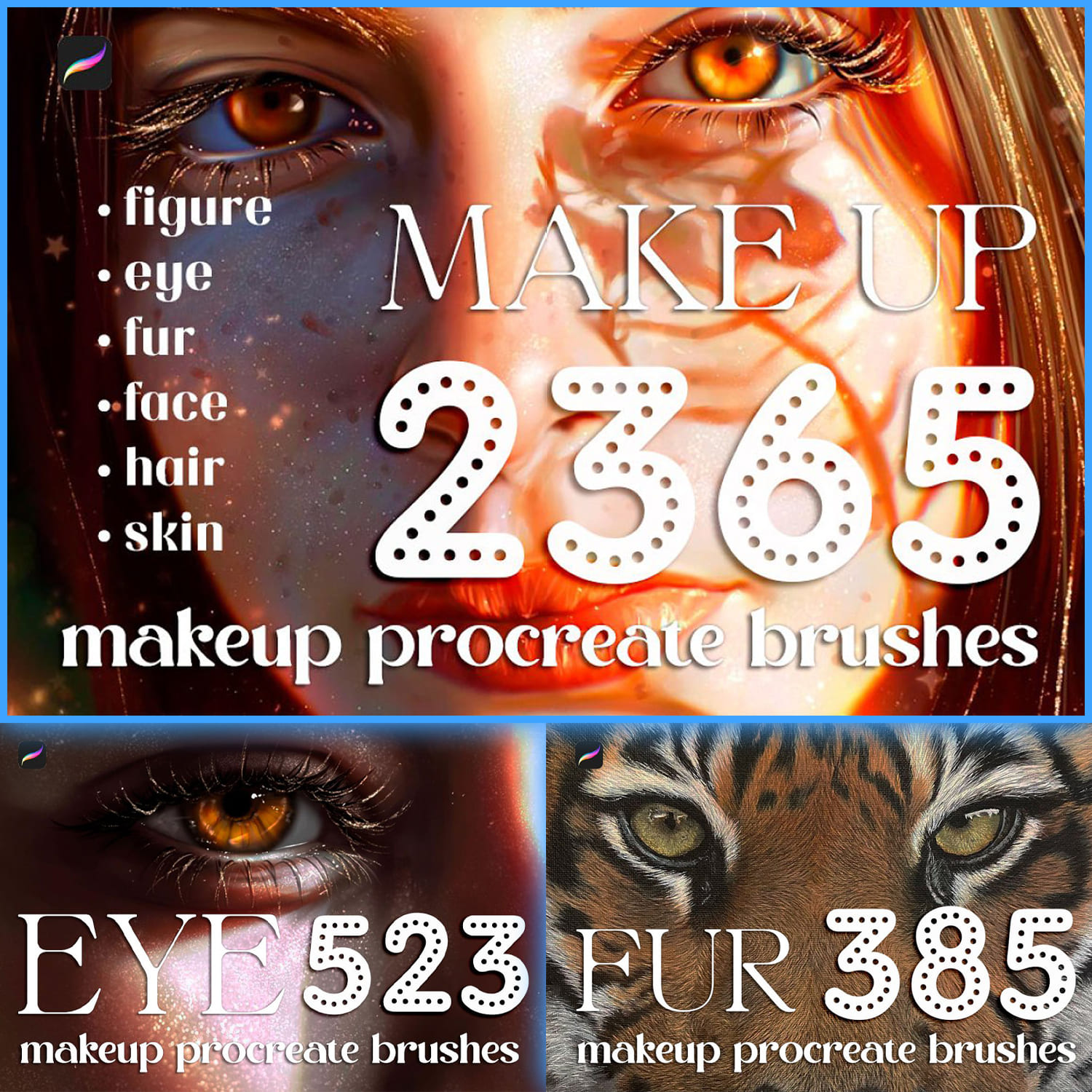 SALE! 2365 Procreate Makeup Brushes cover.