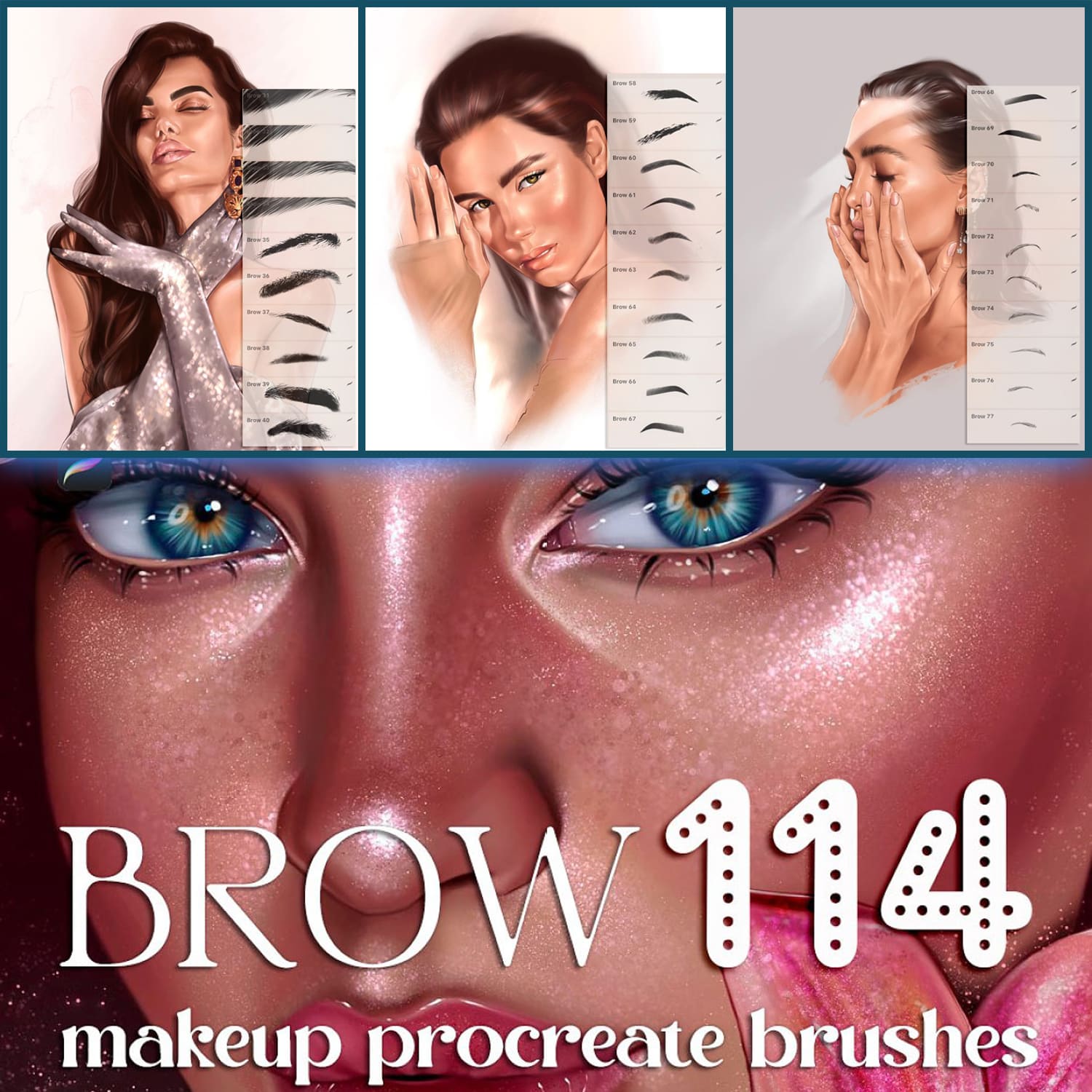 114 Brow Procreate Portrait Brushes.