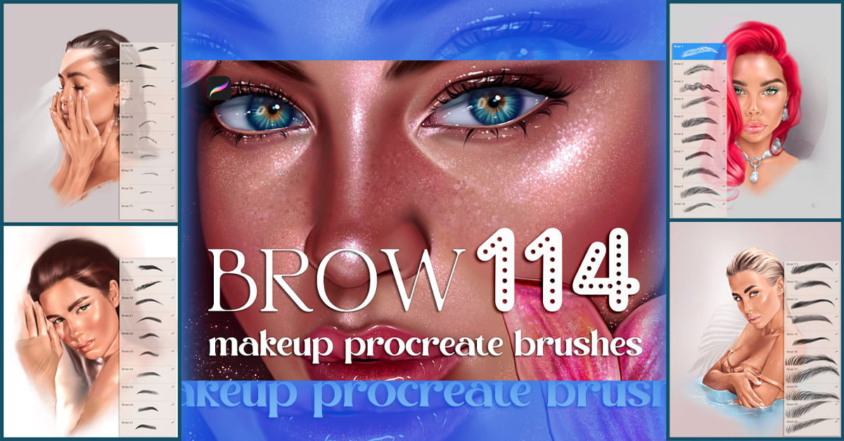 114 Brow Procreate Portrait Brushes MasterBundles