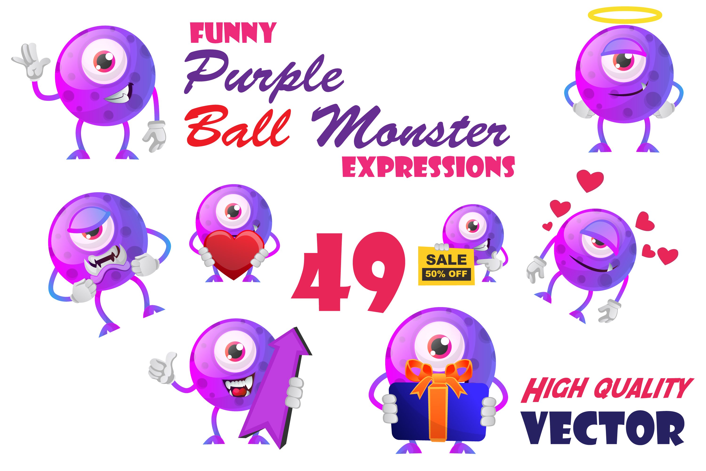 Purple monsters collection.