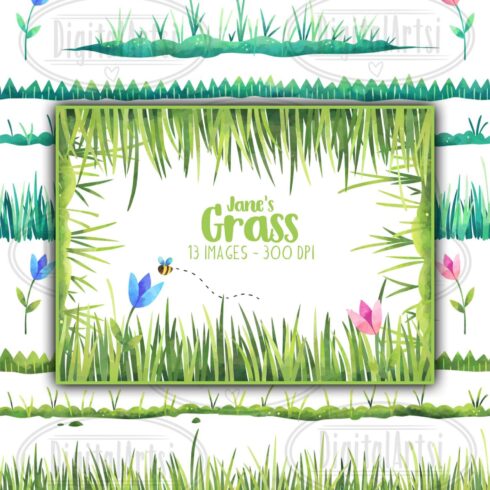 Watercolor Grass Clipart.