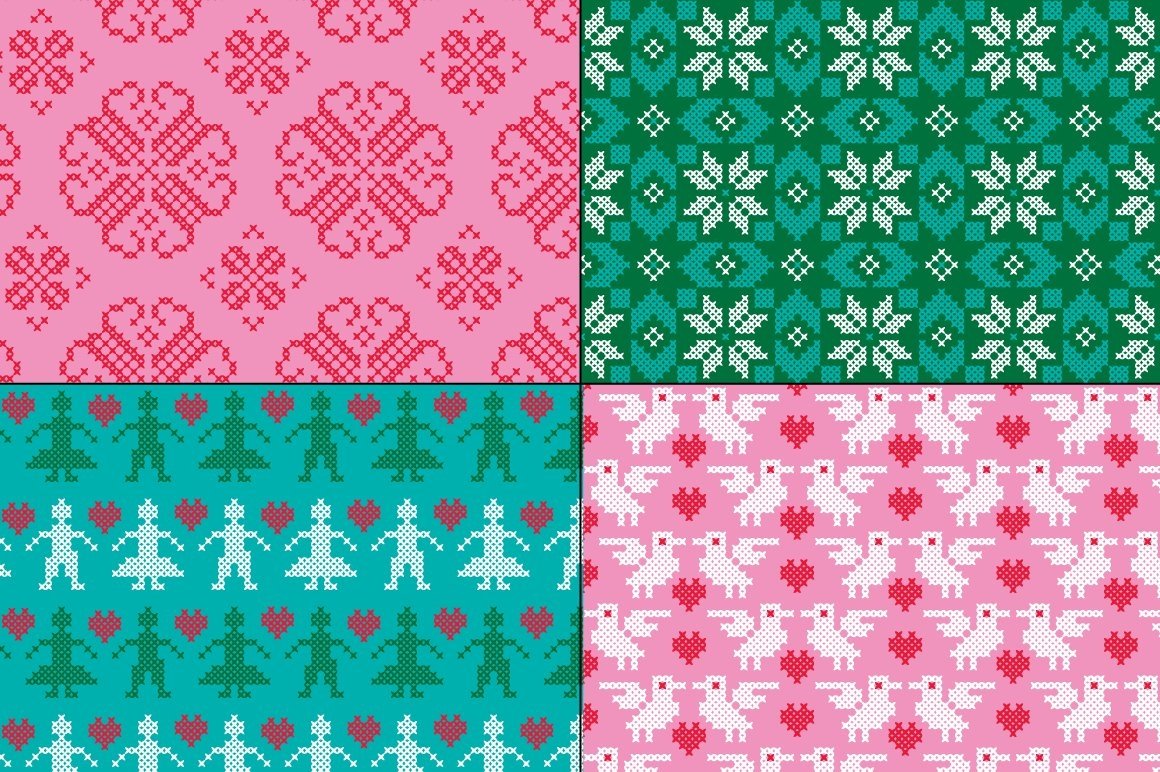 Four patterns options with the flowers and lines.
