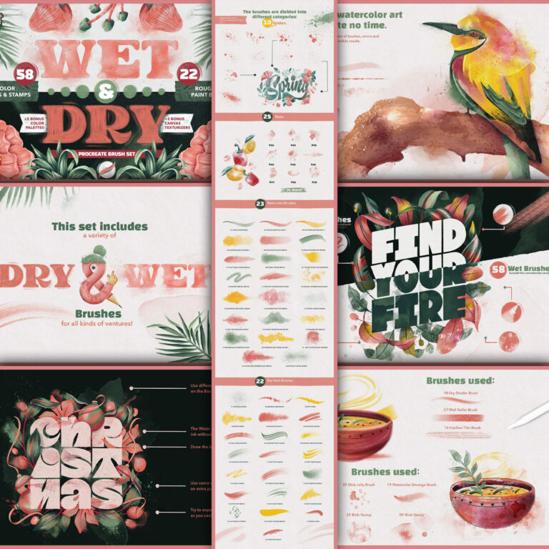 Wet & Dry Procreate Brush Set MasterBundles