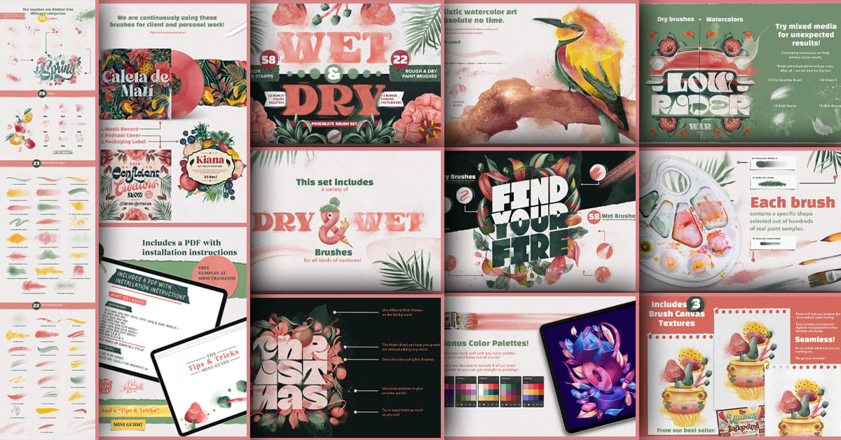 Wet & Dry Procreate Brush Set MasterBundles