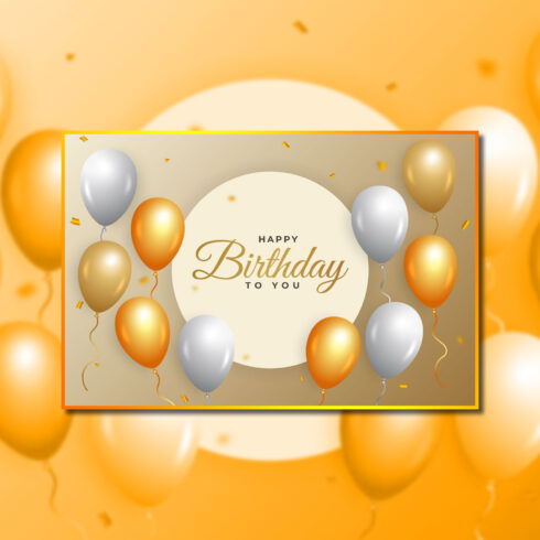 Birthday Wish with Golden Balloon.