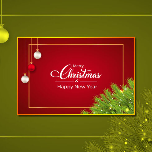 Christmas Banner with Red Background.