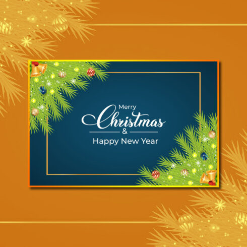 Christmas Banner on Blue Background.