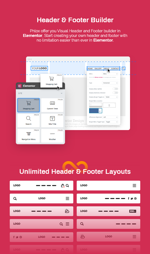 Header and footer builder.