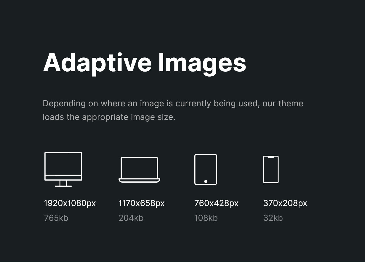 4 icons of different devices and white lettering "Adaptive Images".