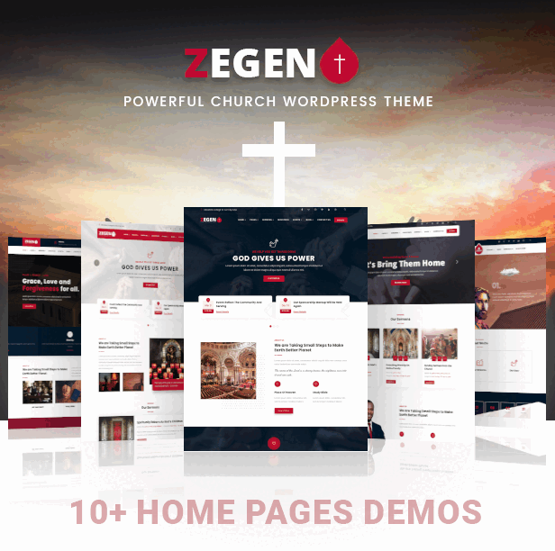 Preview of main page of zegen church WordPress theme.