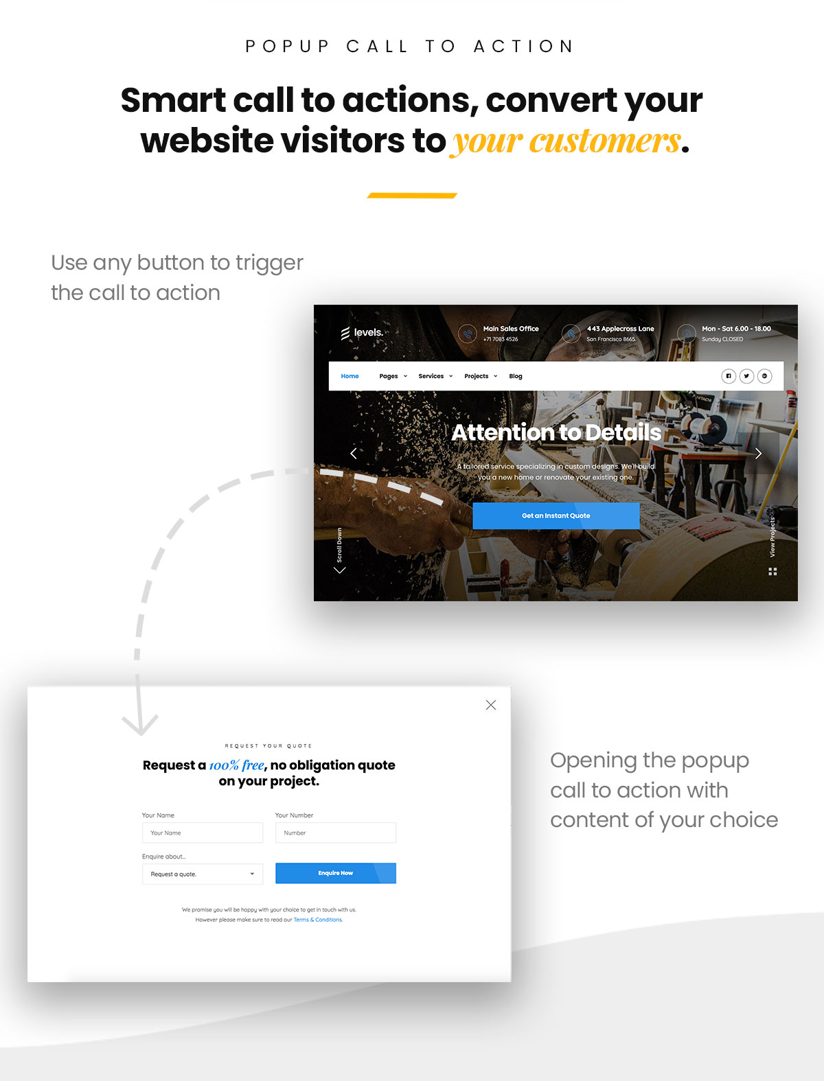 Smart call to actions, convert your website visitors to your customers.