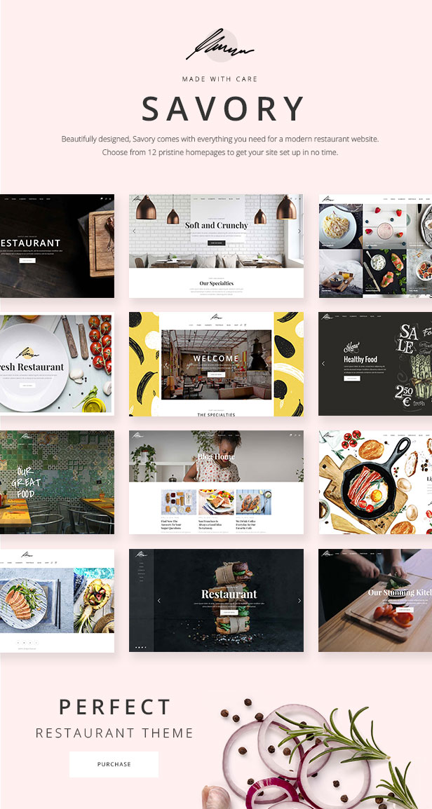 Delicate and elegant template for modern restaurant business.