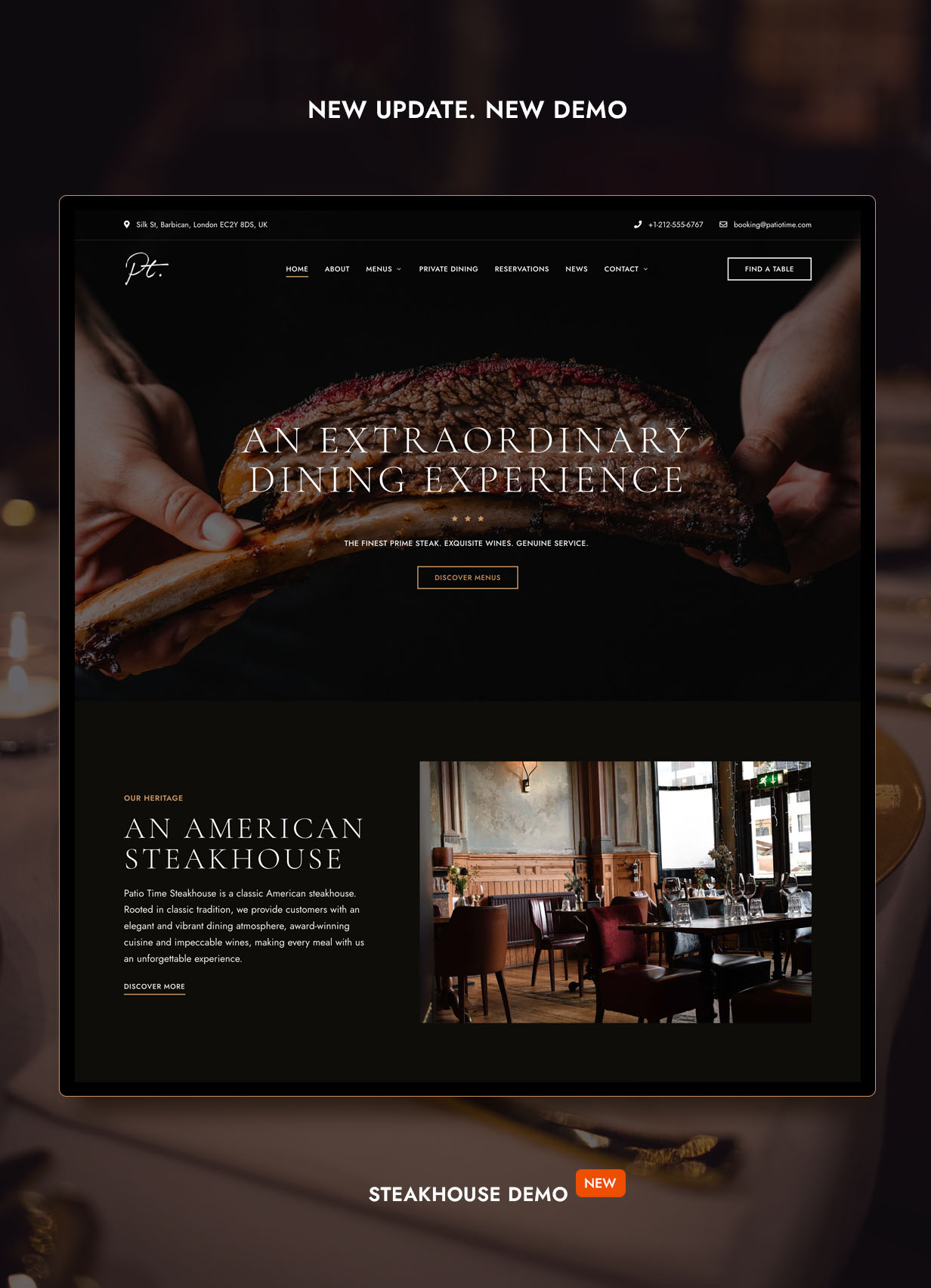 Dark website template for your restaurant.