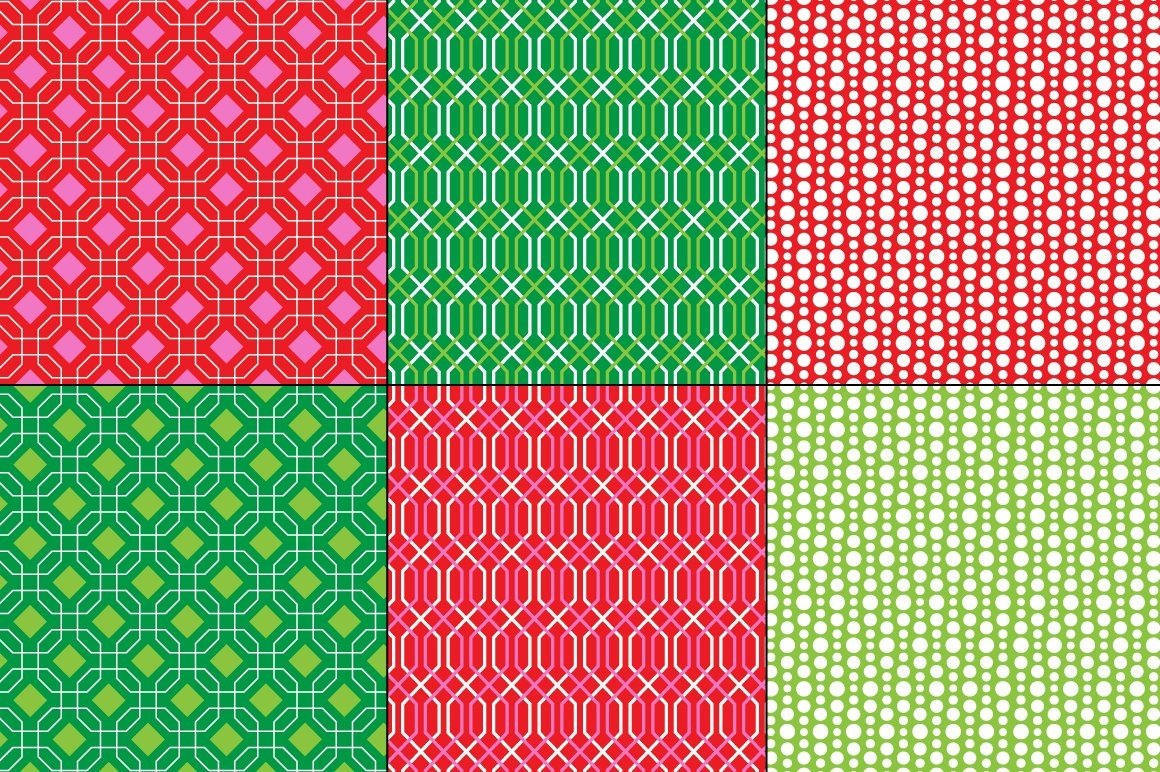 Green and red Christmas patterns with the abstract prints.