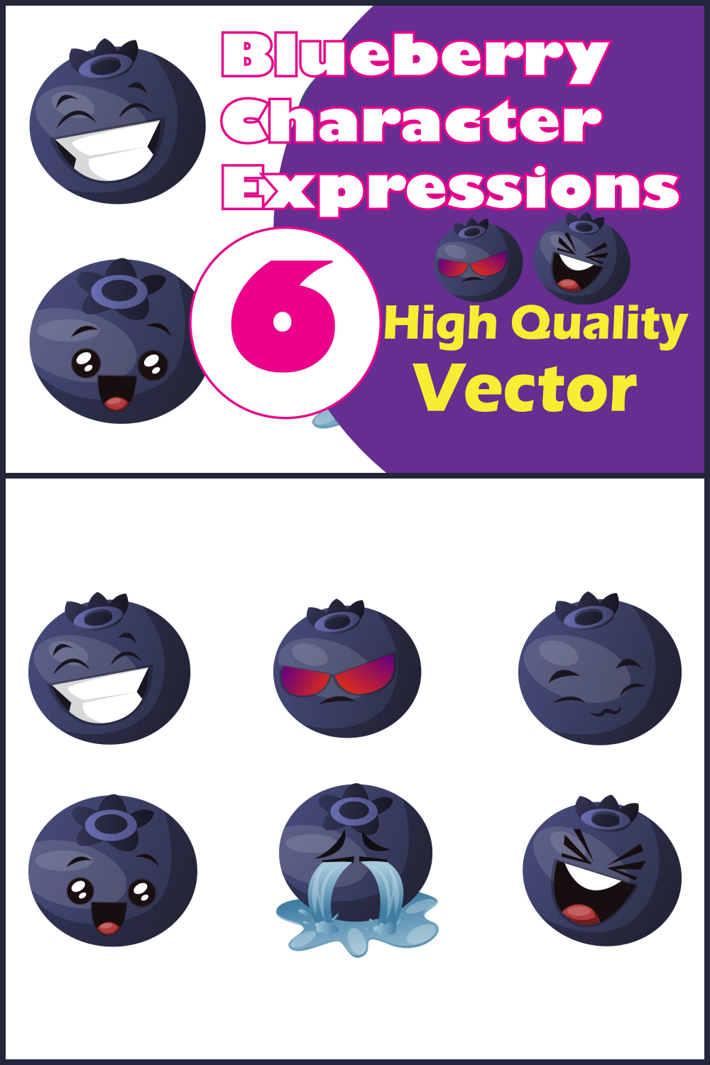 6x blueberry character expressions illustration 02 712