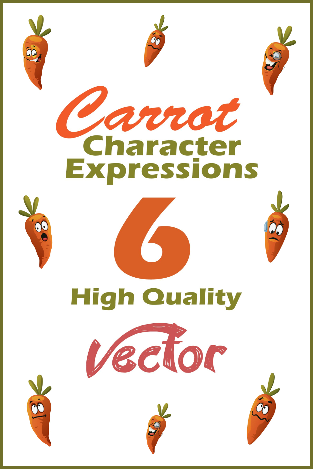 6x carrot character expressions illustrations 02 311