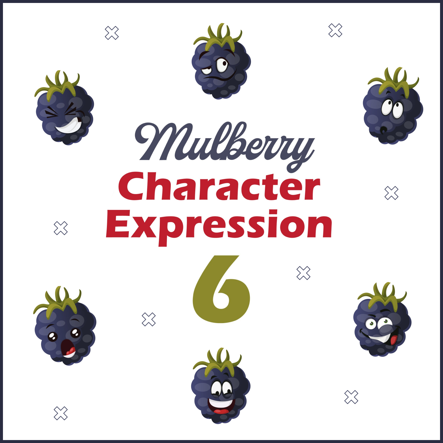 6X Mulberry Character Expression Illustrations.