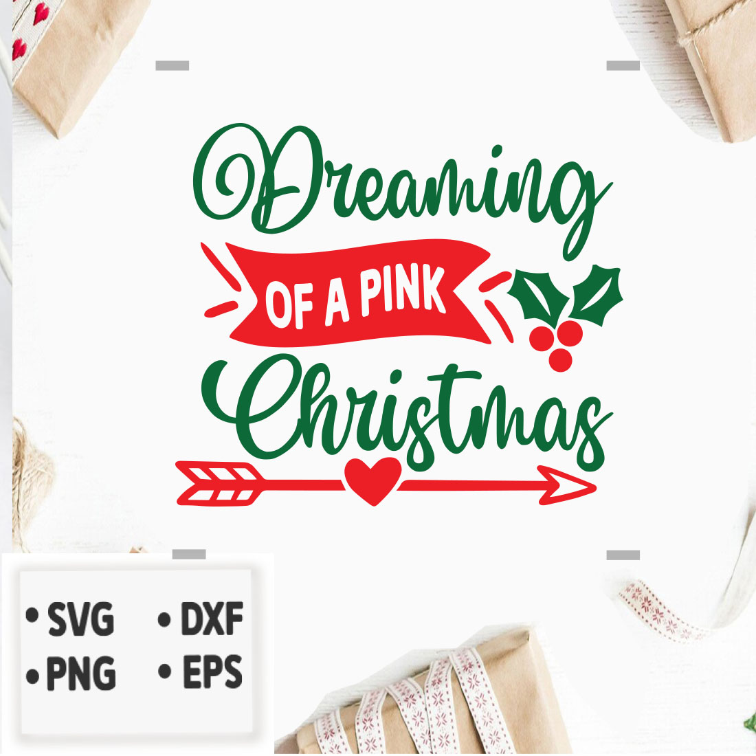 Image with beautiful prints Dreaming of a pink Christmas.
