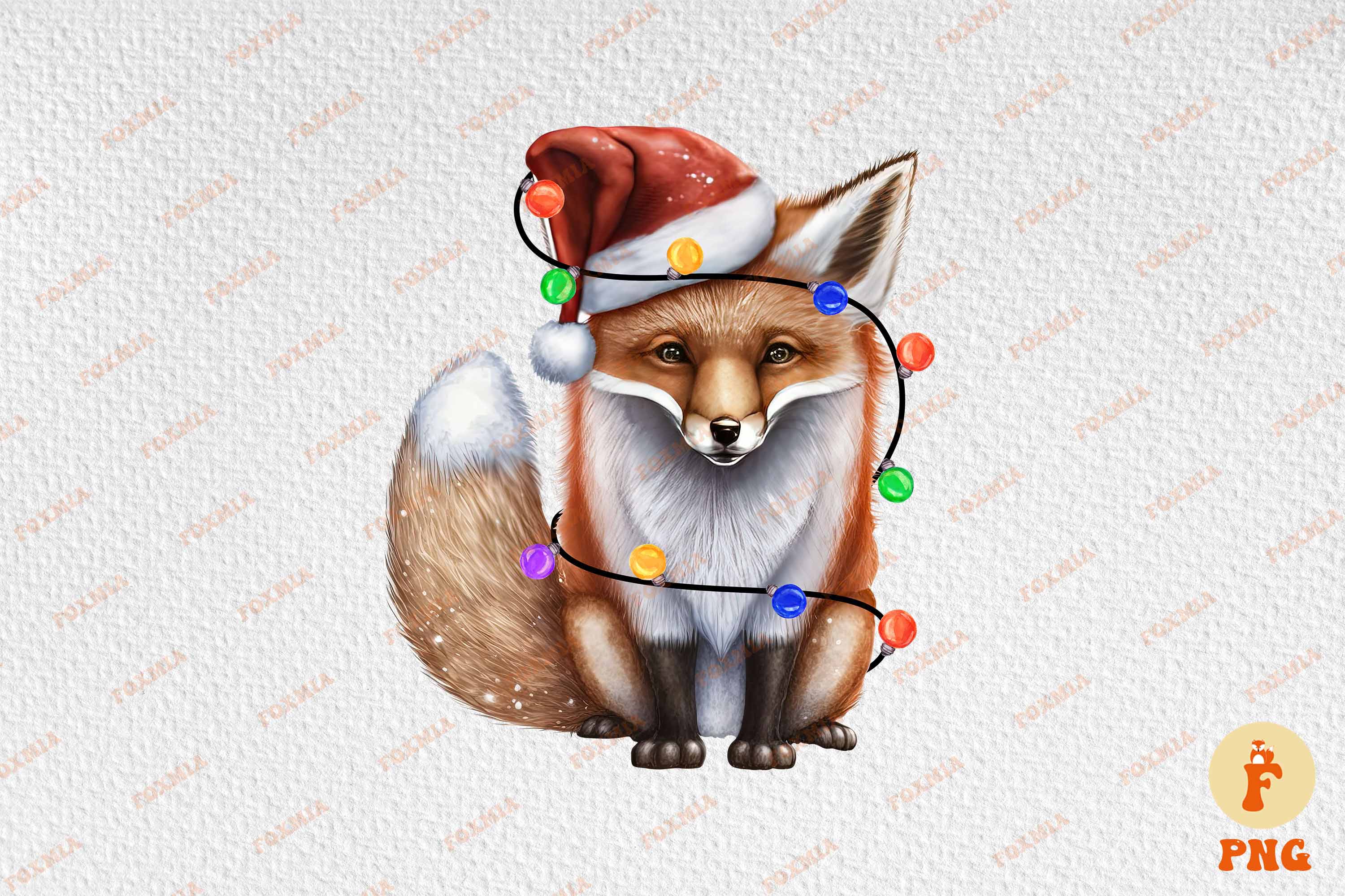 Adorable image of a fox in a santa hat.