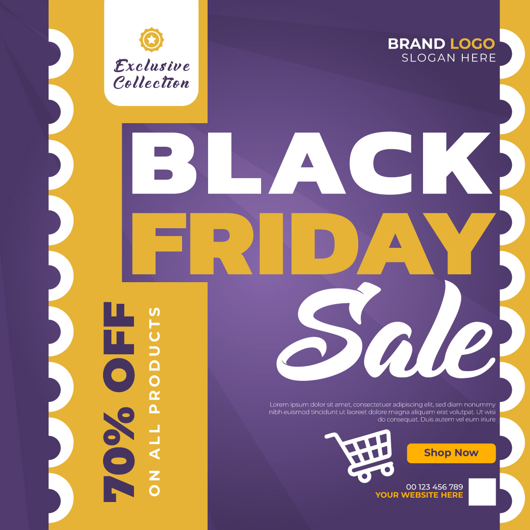 Black Friday Violet Social Media Posts Banners Template preview image.