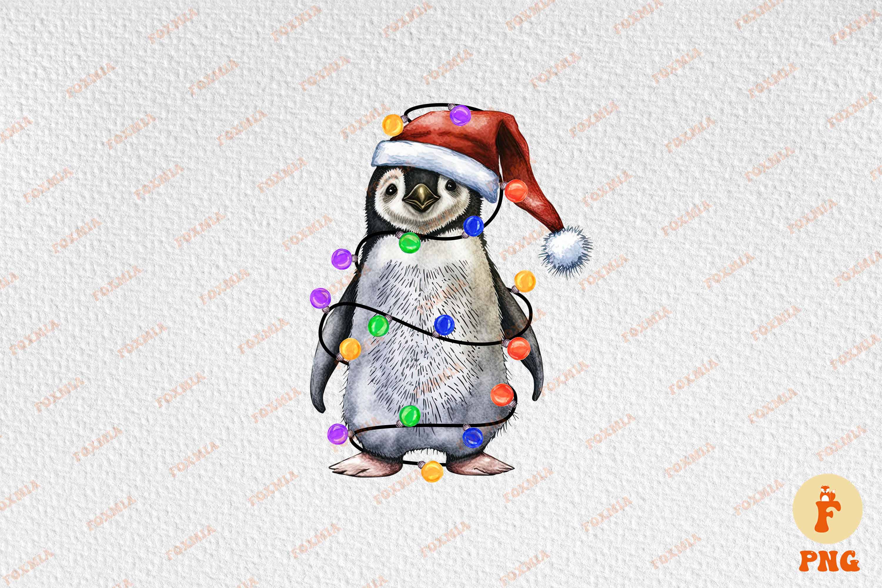 Exquisite image of a penguin wearing a santa hat.
