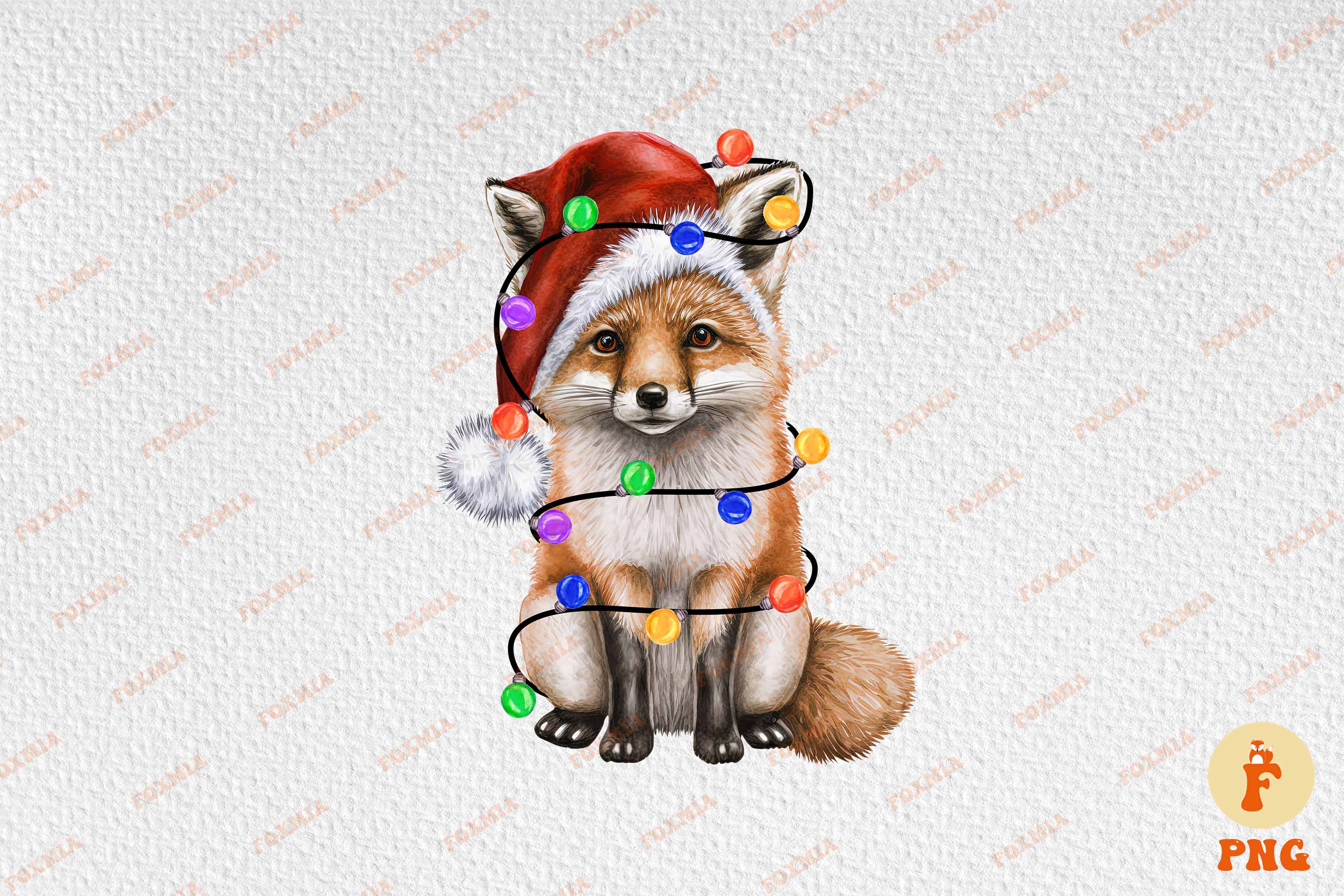 Enchanting image of a fox in a santa hat.