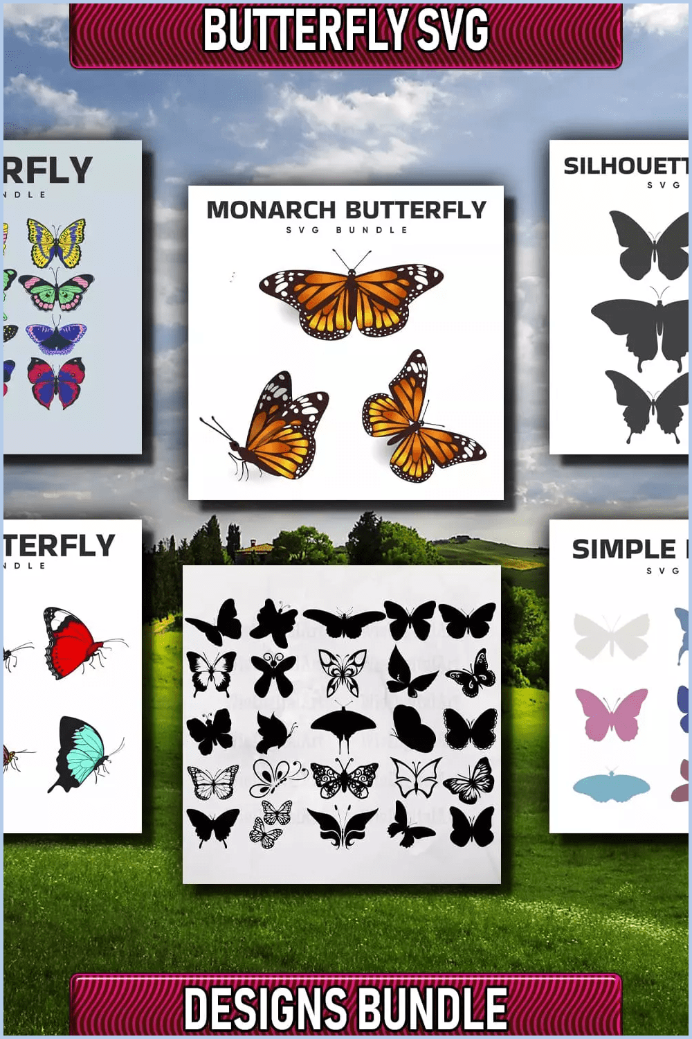 Collage with images of butterflies.