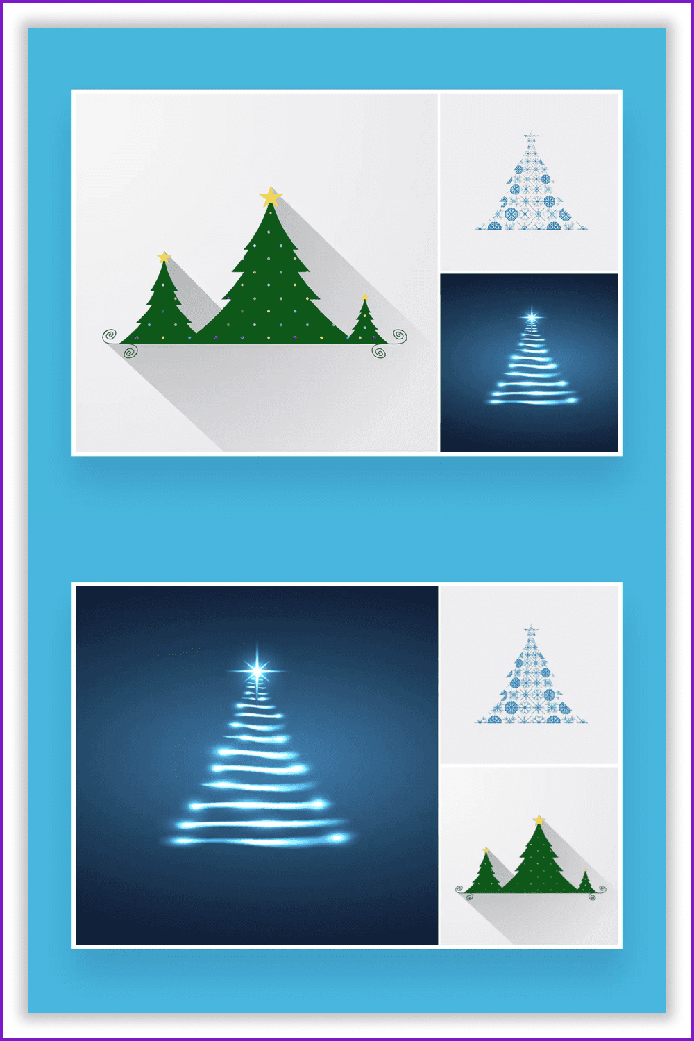 Collage of original images of Christmas trees.