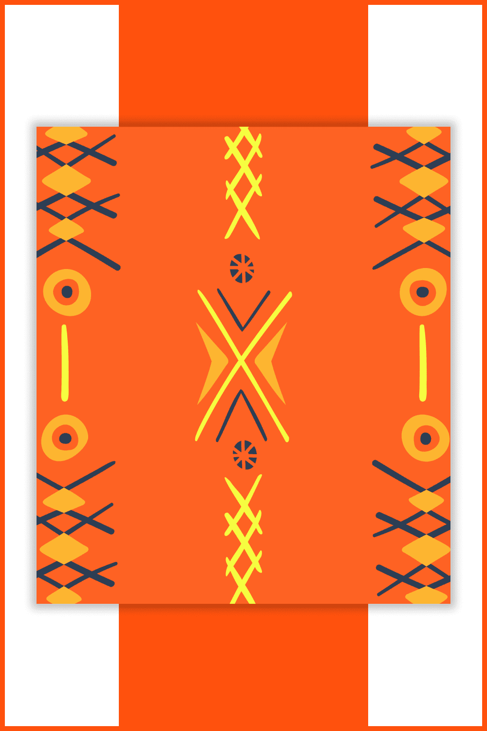 Image of Aztec geometric pattern on orange background.