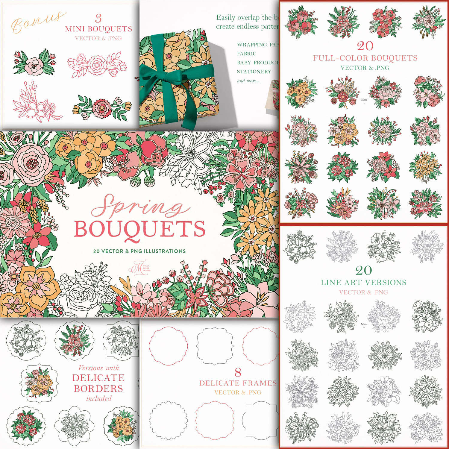 Spring Bouquets Vector Collection cover.