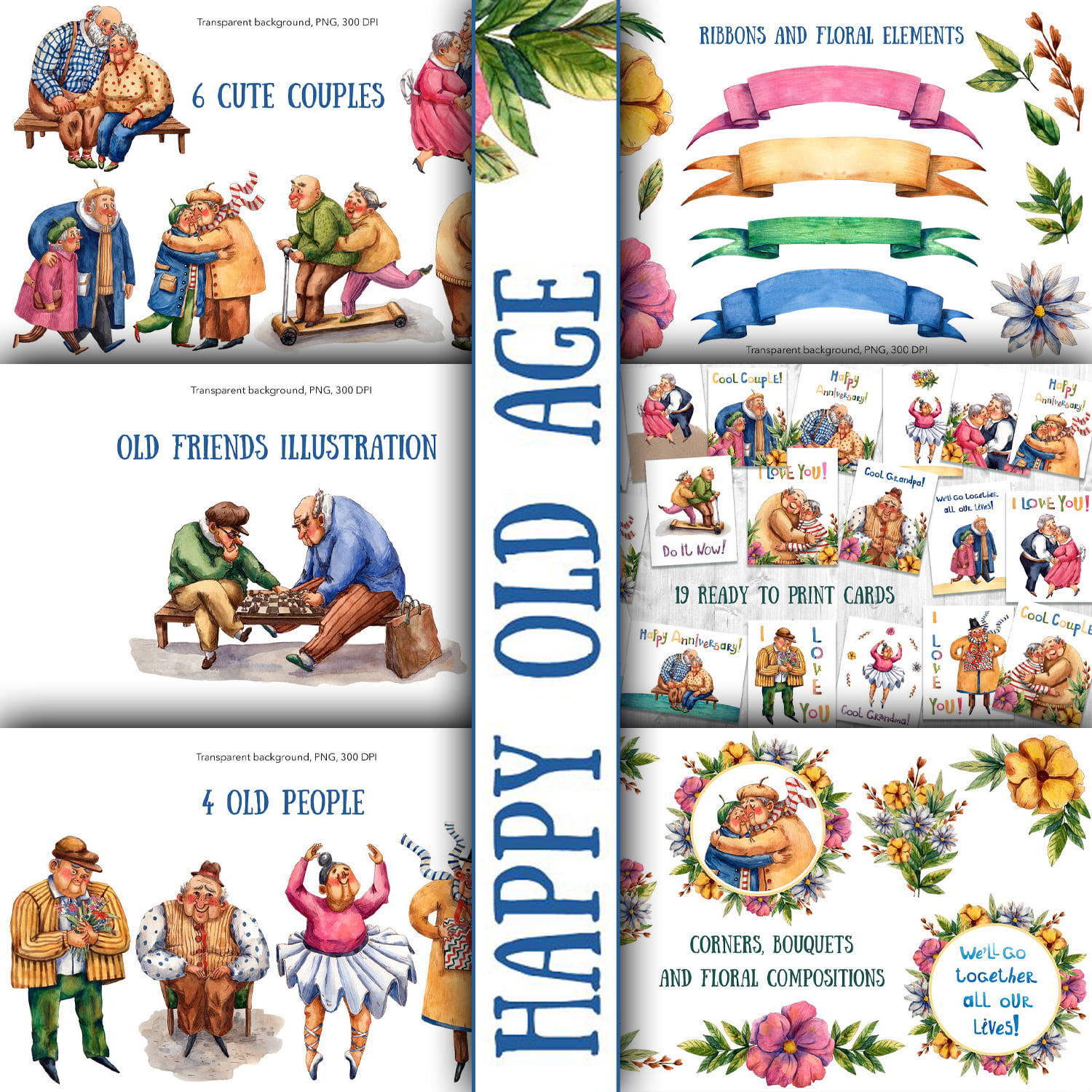 Happy Old Age Watercolor Set - main image preview.