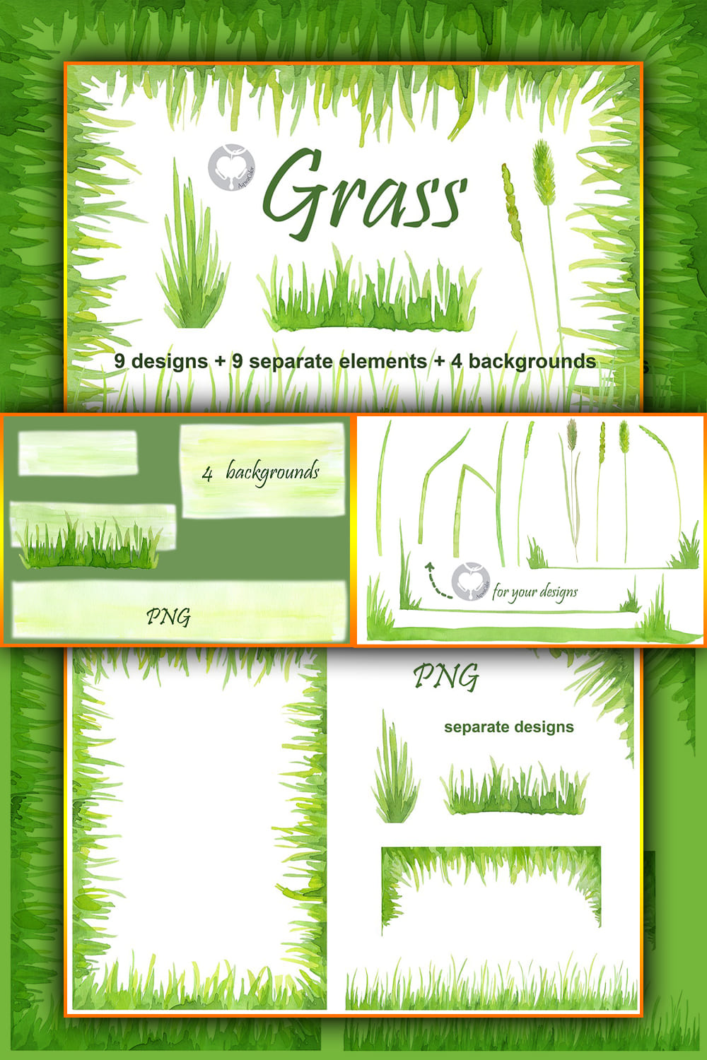 717736 watercolor handpainted clipart grass pinterest 1000 1500 118