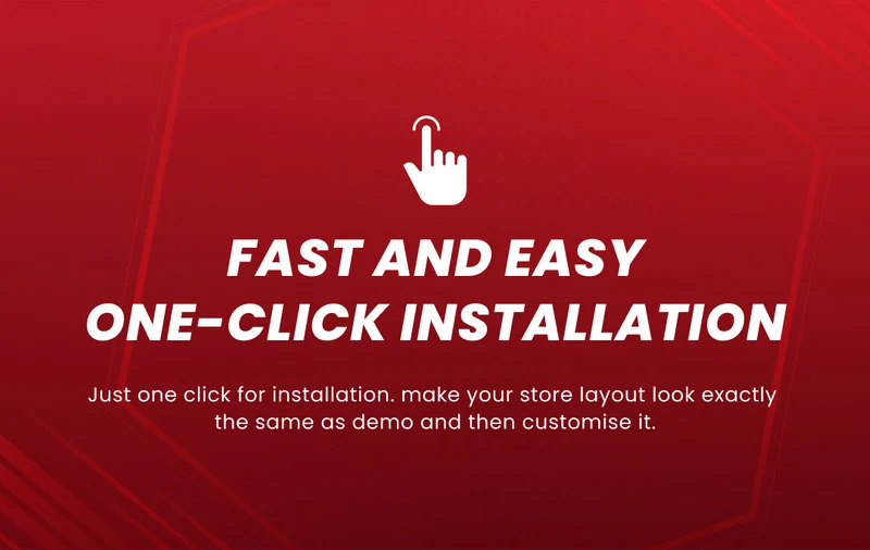 White lettering "Fast and easy one-click installation" on a red background.
