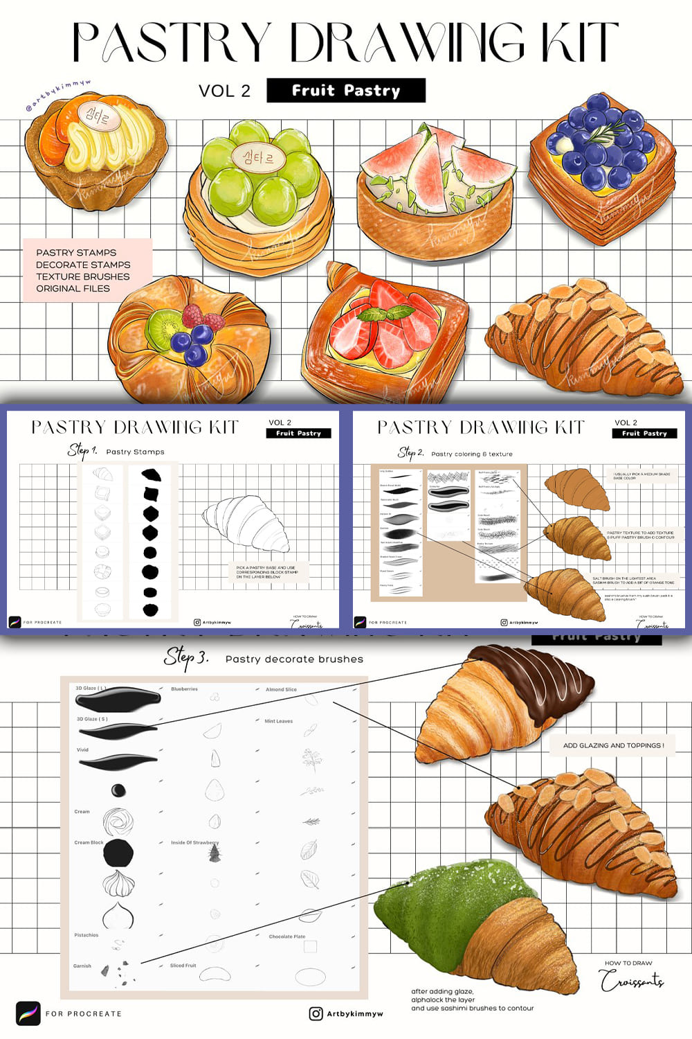 Procreate Fruit Pastry Brush Pack - Pinterest.