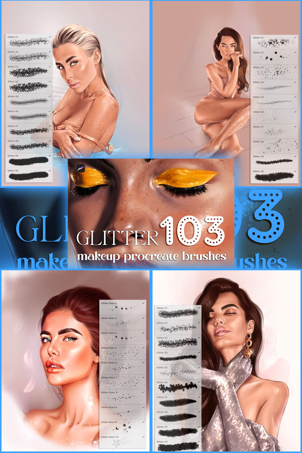 7812792 103 glitter brushes procreate stamps pinterest 1000 1500 609