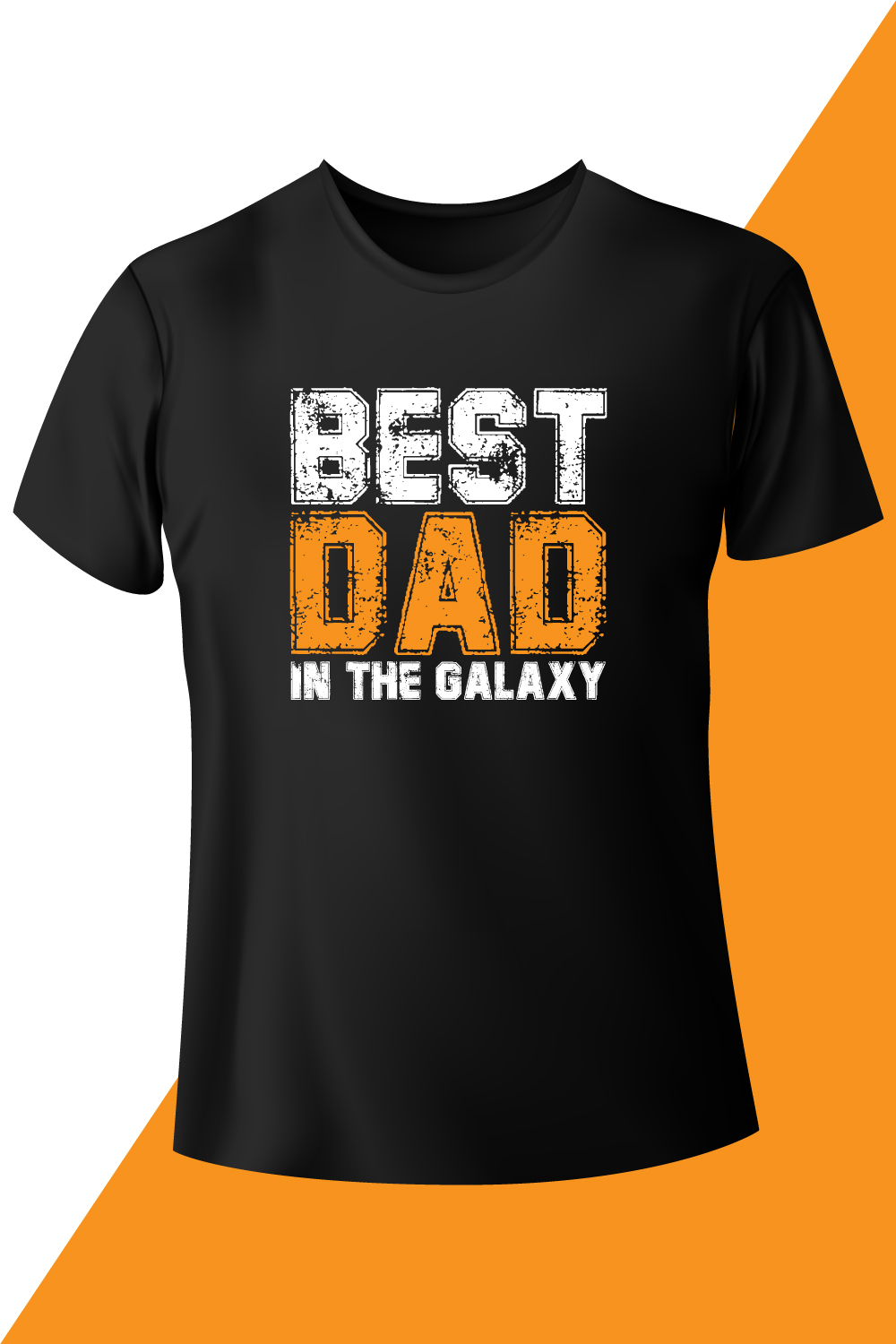 Image with a black t-shirt with an enchanting inscription best dad in the galaxy.