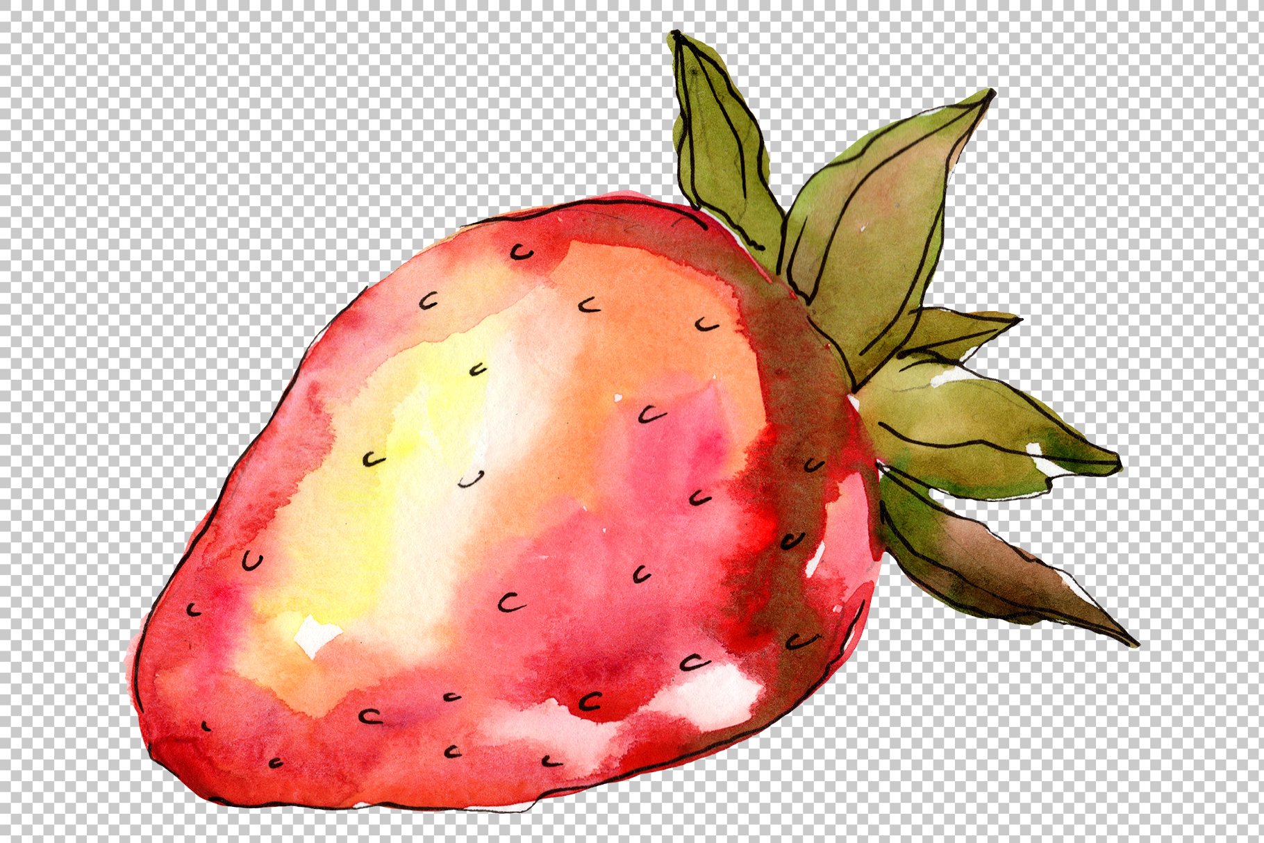 So cute strawberry on a transparent background.