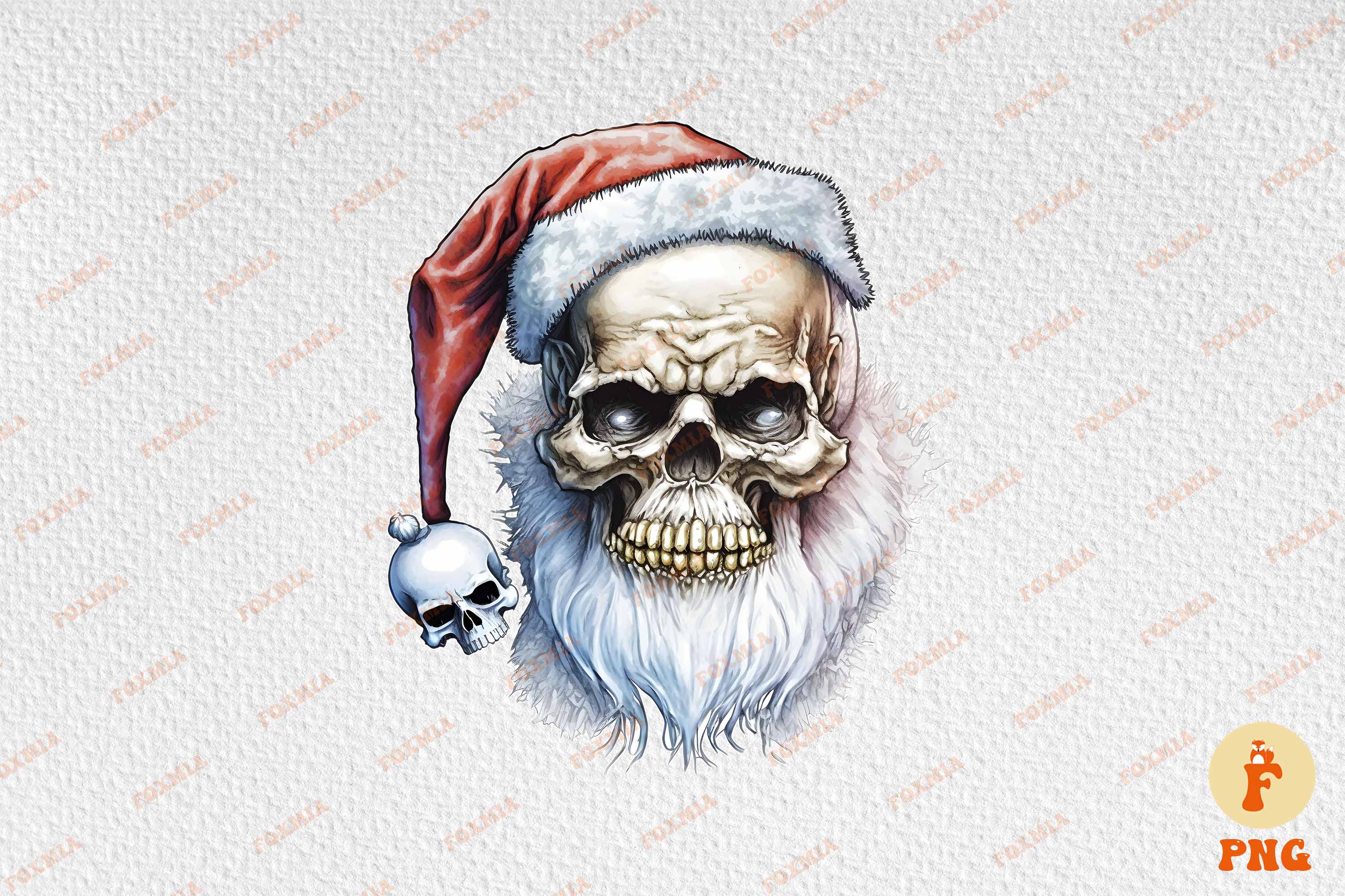 Santa Claus Skull Psd T-shirt Design PSD Editable Template