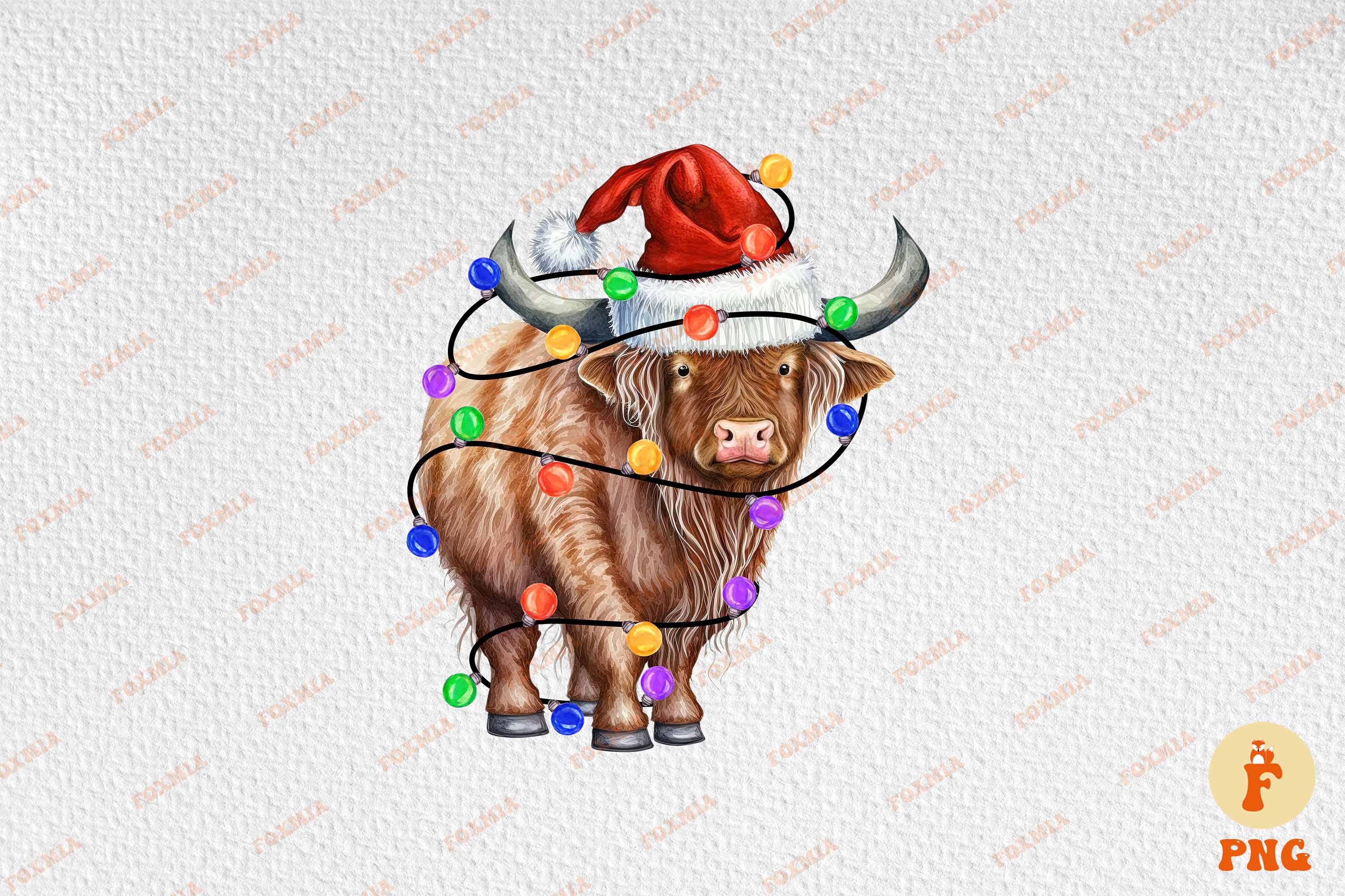 Irresistible image of a buffalo in a santa hat.