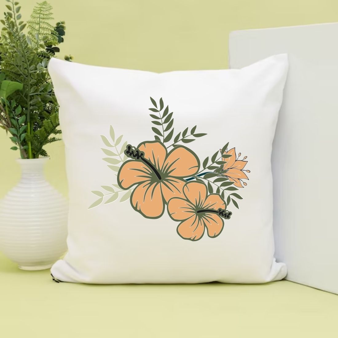 Floral Frame Pillow Mockup Background Design cover image.